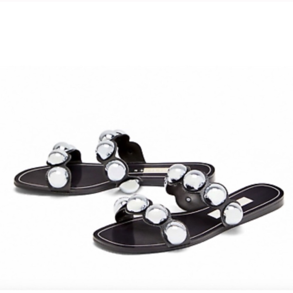 Zara Slip-on Sandals Silver Ball Details